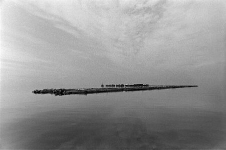 the raft on the lake Onega,Russia,timber floating in rafts on lake Onega,1978 Плот на Онежском озере